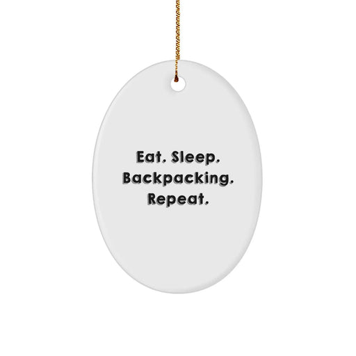 Funny Backpacking Oval Ornament Gifts from Family for Christmas - Image 1
