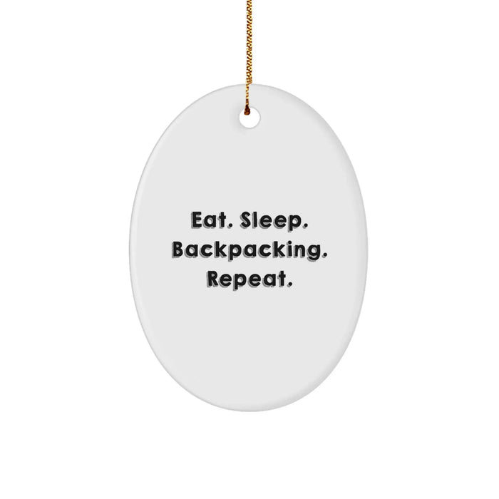 Funny Backpacking Oval Ornament Gifts from Family for Christmas - Image 1