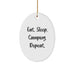 Cute Camping Oval Ornament Gifts from Friends for Camping Lovers - Eat. Sleep. Camping. Repeat. - Image 1