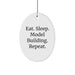 Model Building Enthusiast Gifts from - Funny Oval Ornament for Model Building, Christmas Unique Gifts for Model Building Friends, Eat. Sleep. Model Building. Repeat. Oval Ornament - Image 1
