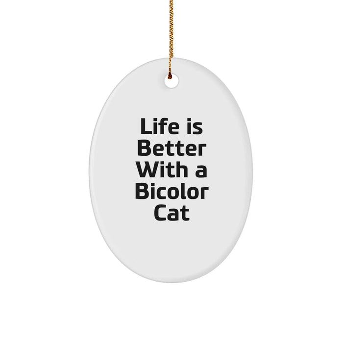 Life Is Better With A Bicolor Cat Gifts from Family for Bicolor Cat Lovers - Oval Ornament, Christmas Unique Gifts - Image 1