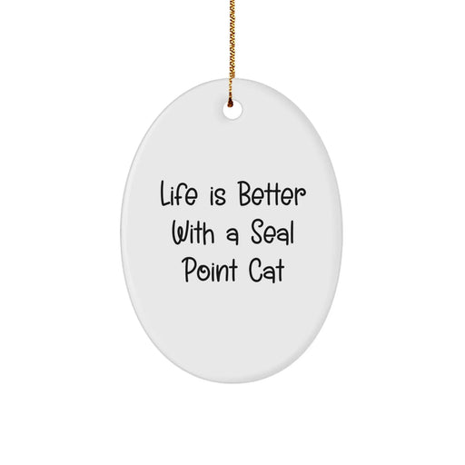 Funny Seal Point Cat Christmas Unique Gifts for Seal Point Cat Lovers from Friends and Family - Seal Point Cat Oval Ornament - Image 1