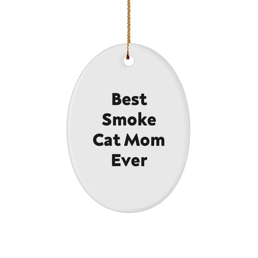 Funny Smoke Cat Mom Gifts from Women, Best Smoke Cat Ever Oval Ornament for Christmas, Gifts for Smoke Cat Lovers - Image 1