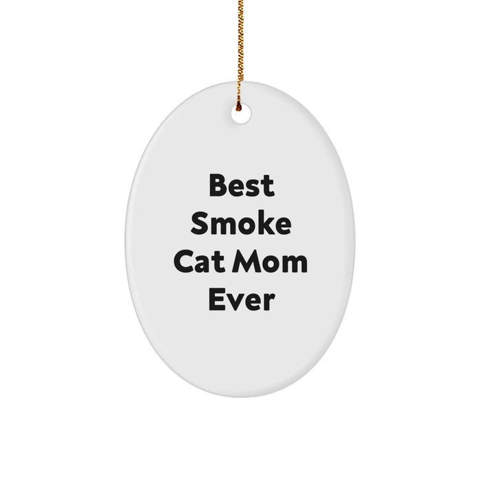 Funny Smoke Cat Mom Gifts from Women, Best Smoke Cat Ever Oval Ornament for Christmas, Gifts for Smoke Cat Lovers - Image 1