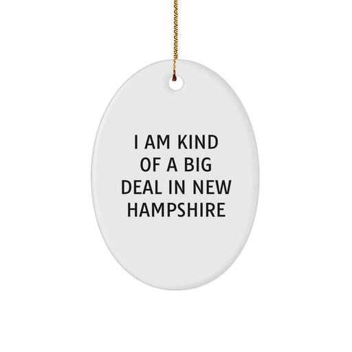 Funny New Hampshire Gifts for Friends from I Am Kind Of A Prime Selection In New Hampshire Oval Ornament, Christmas Unique Gifts - Image 1