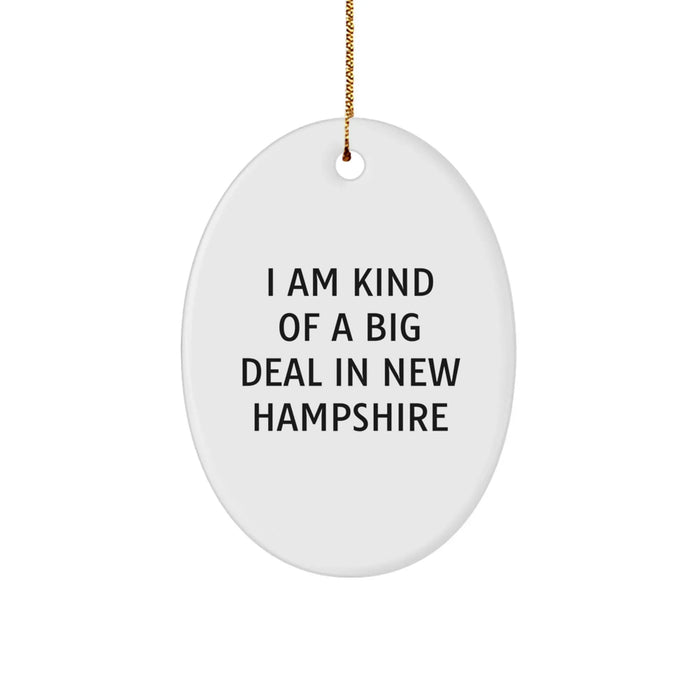 Funny New Hampshire Gifts for Friends from I Am Kind Of A Prime Selection In New Hampshire Oval Ornament, Christmas Unique Gifts - Image 1