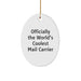 Gifts for Mail Carrier, Funny Oval Ornament - Officially The World's Coolest Mail Carrier, Unique Christmas Unique Gifts for Men - Image 1