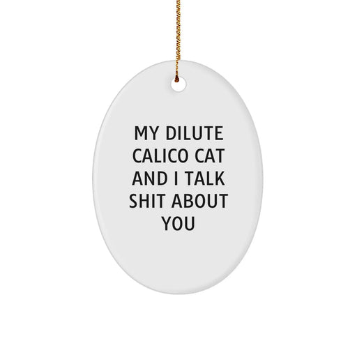 Dilute Calico Cat Oval Ornament, Funny Quote Gift for Friends, Christmas Unique Gifts from Men, Women, Family, Coworkers - Image 1