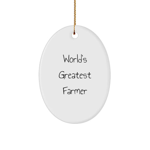 Farmer Gifts from Women, World's Greatest Farmer Oval Ornament, Funny Christmas Decoration for Men, Friends, Family, Coworkers - Image 1