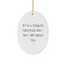Funny Old English SheepDog Oval Ornament Gifts for Friends, Unique Christmas Decorations, Humorous Quote 'My Old English Sheepdog And I Talk Shit About You', Gifts from Friends to Family - Image 1