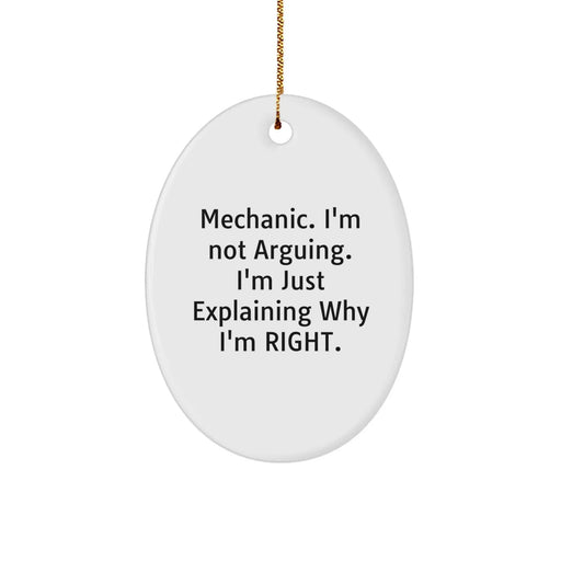 Funny Mechanic Themed Oval Ornament Gifts from Men to Friends, Mechanic Unique Christmas Decorations - Image 1