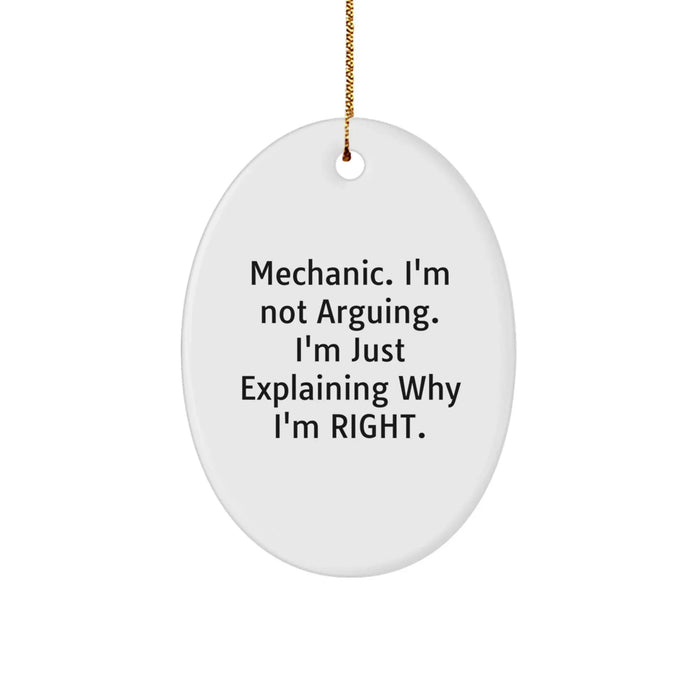 Funny Mechanic Themed Oval Ornament Gifts from Men to Friends, Mechanic Unique Christmas Decorations - Image 1