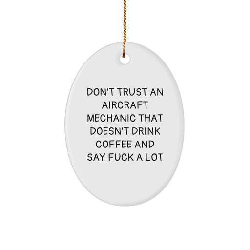 Funny Aircraft Mechanic Gifts for Men - 'Don't Trust' Oval Ornament, Aircraft Mechanic Humor, Christmas Unique Gifts from Friends - Image 1