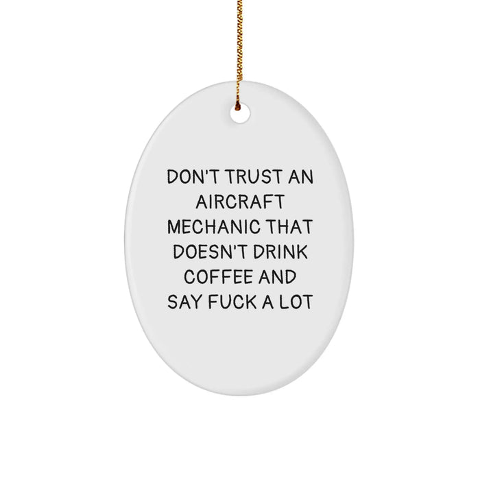 Funny Aircraft Mechanic Gifts for Men - 'Don't Trust' Oval Ornament, Aircraft Mechanic Humor, Christmas Unique Gifts from Friends - Image 1