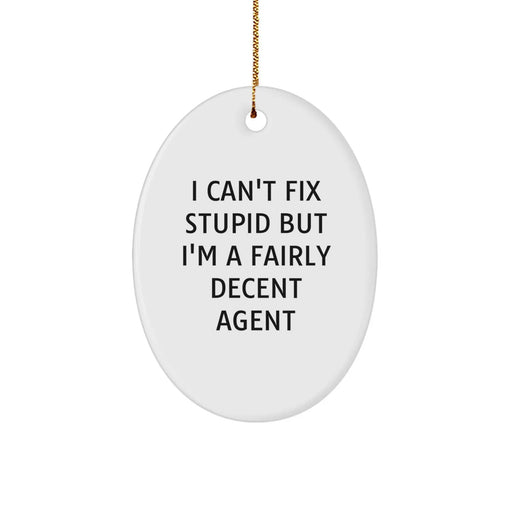 Funny Agent Oval Ornament, Great Gifts from Men to Agent Friends, Agent Christmas Unique - Image 1