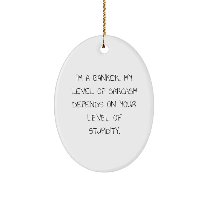 Funny Banker Gifts - Oval Ornament, Humorous Sarcasm Level, Gifts from Friends to Banker, Christmas Unique Gifts - Image 1