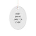 Funny Oval Ornament for Janitor Gifts, Best Effin' Janitor Ever Quote, Christmas Unique Gifts from Men to Janitor - Image 1