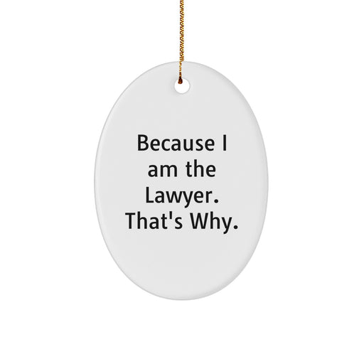 Funny Lawyer Gifts Because I Am The Lawyer. That's Why. - Oval Ornament for Men Friends Family Coworkers - Image 1