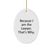 Funny Lawyer Gifts Because I Am The Lawyer. That's Why. - Oval Ornament for Men Friends Family Coworkers - Image 1