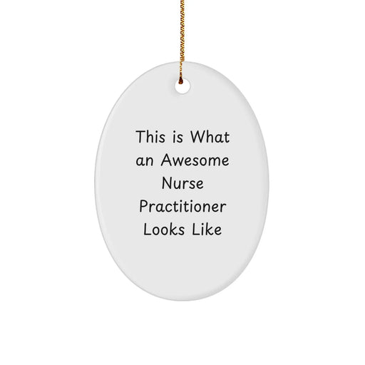 Funny Nurse Practitioner Gifts from Friends for Nurse Practitioner Christmas Unique Gifts - This Is What An Awesome Nurse Practitioner Looks Like Oval Ornament - Image 1
