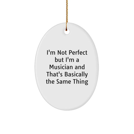 Funny Musician Gifts from Friends - I'm Not Perfect Oval Ornament, Unique Christmas Memorable Presents for Men, Women, or Coworkers - Image 1