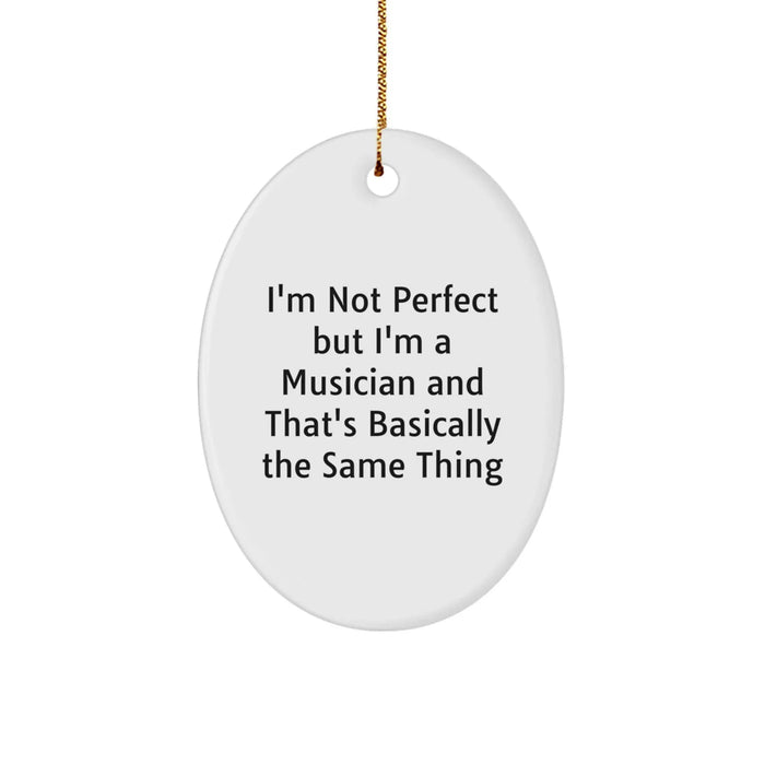 Funny Musician Gifts from Friends - I'm Not Perfect Oval Ornament, Unique Christmas Memorable Presents for Men, Women, or Coworkers - Image 1