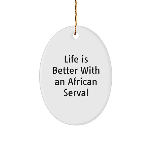 Funny African Serval Cat Oval Ornament Gifts from Friends and Family for Christmas Unique Presents - Image 1