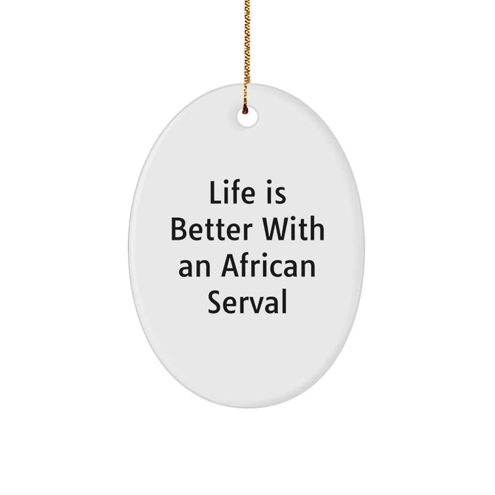 Funny African Serval Cat Oval Ornament Gifts from Friends and Family for Christmas Unique Presents - Image 1