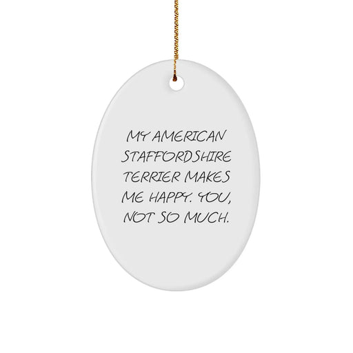 Funny American Staffordshire Terrier Dog Gifts for Men from Friends - Oval Ornament - Christmas Unique Decorations - Image 1
