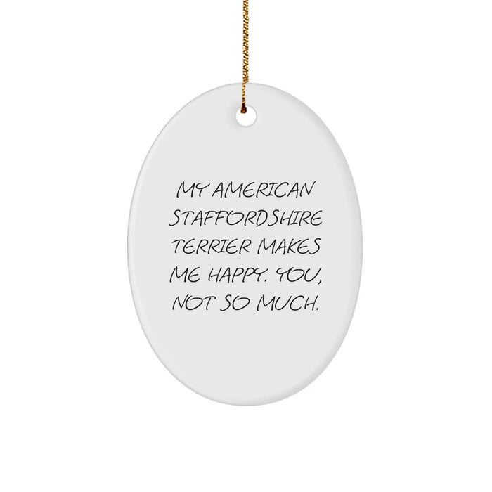 Funny American Staffordshire Terrier Dog Gifts for Men from Friends - Oval Ornament - Christmas Unique Decorations - Image 1