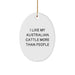 Australian Cattle Dog Lover's Oval Ornament, Funny Gifts for Friends, Gifts from Family, 'I Like My Australian Cattle More Than People', Christmas Unique Gifts - Image 1