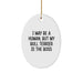 Funny Christmas Unique Gifts for Bull Terrier Dog Lovers - Oval Ornament I May Be A Human, But My Bull Terrier Is The Boss - Gifts from Friends and Family - Image 1