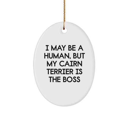 Funny Cairn Terrier Dog Oval Ornament Gifts for Cairn Terrier Dog Lover Friends and Family - I May Be A Human, But My Cairn Terrier Is The Boss Christmas Unique Gifts from Men and Women - Image 1
