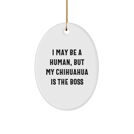 Funny Chihuahua Dog Lover Gifts from Friends and Family - Oval Ornament for Christmas Unique Presents - Image 1