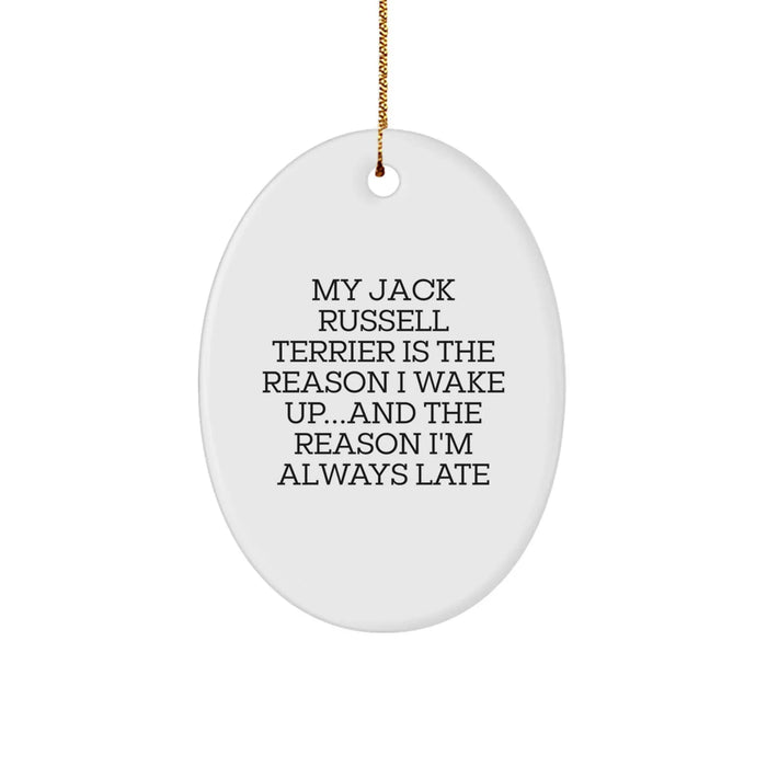 Funny Jack Russell Terrier Dog Oval Ornament Gifts from Men to Family Members for Christmas Unique Decorations - Image 1