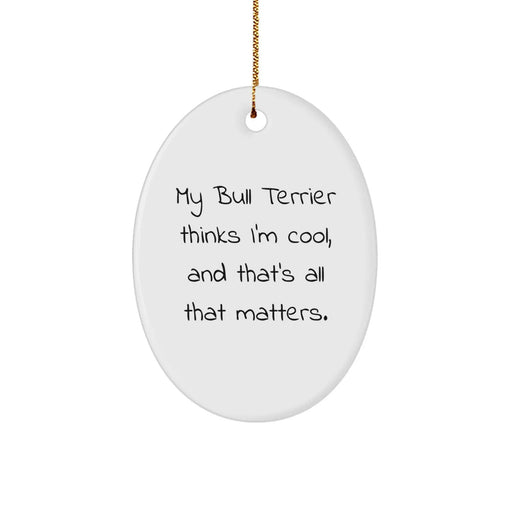 Bull Terrier Dog Lover Gifts from Family - Oval Ornament with Funny Quote - Unique Christmas Memorable Presents for Men, Women, Friends, or Coworkers - Image 1