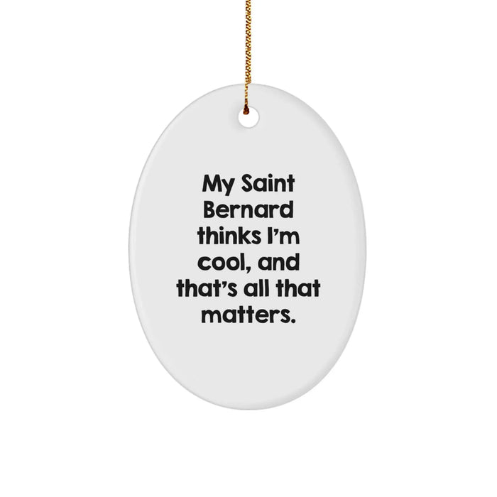 Funny Saint Bernard Dog Oval Ornament Gifts for Saint Bernard Dog Lovers, Gifts from Family, Friends, or Coworkers, Christmas Unique Presents - Image 1