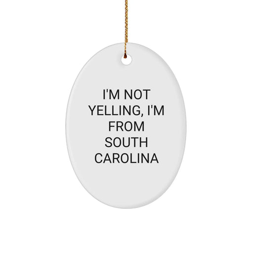 Funny South Carolina Oval Ornament Gifts from Friends for Christmas - I'm Not Yelling, I'm From South Carolina - Unique South Carolina Gifts - Image 1