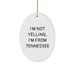 Funny Tennessee Christmas Unique Gifts from Friends and Family Oval Ornament I'm Not Yelling I'm From Tennessee - Image 1