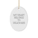 Delaware Gifts for Men Women Friends Family - My Heart Belongs To Delaware Oval Ornament - White Oval Shaped Christmas Decor - Image 1