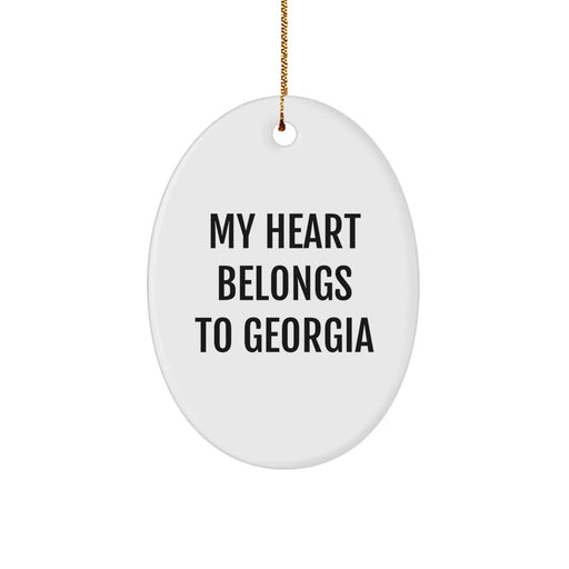 Georgia Oval Ornament Gift from Friends, Funny Quote My Heart Belongs To Georgia Christmas Unique Gifts - Image 1