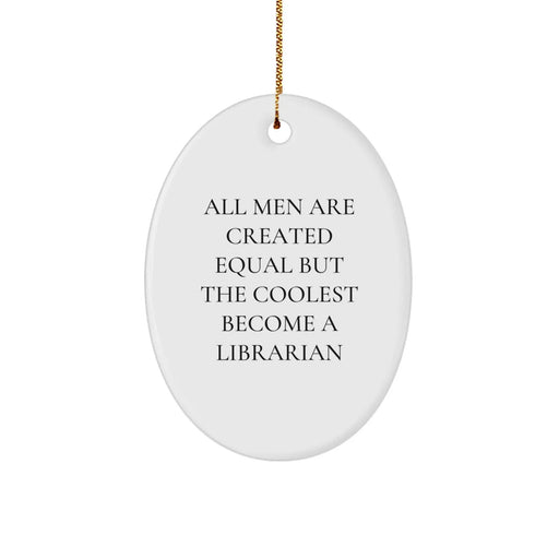 Funny Librarian Gifts for Librarians, Cute Oval Ornaments for Christmas Unique Gifts from Friends to Family Members - Image 1