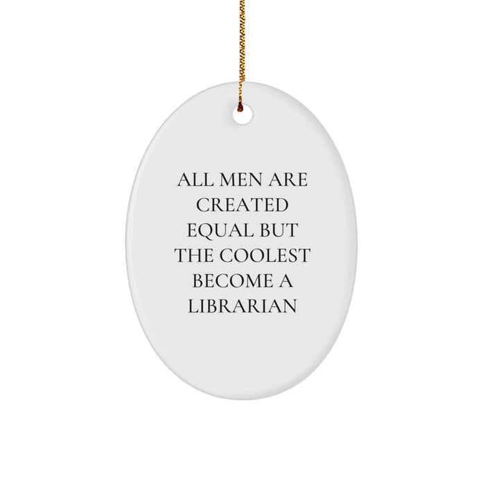 Funny Librarian Gifts for Librarians, Cute Oval Ornaments for Christmas Unique Gifts from Friends to Family Members - Image 1