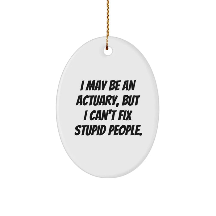 Funny Actuary Gifts for Men Friends Family - Oval Ornament I May Be An Actuary But I Cant Fix Stupid People - Image 1