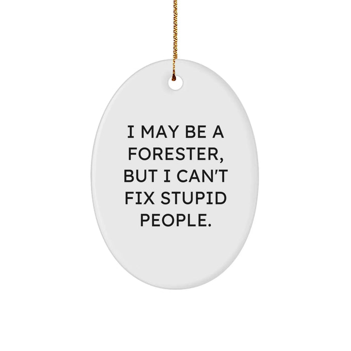 Forester Gifts from Friends - Funny Oval Ornament, I May Be A Forester, But I Can't Fix Stupid People. - Christmas Unique Gifts for Men Forester - Image 1