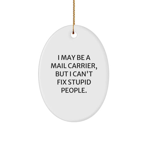Funny Mail Carrier Gifts, I May Be a Mail Carrier, But I Can't Fix Stupid People. Oval Ornament for Men, Women, Friends, Coworkers, Family - Christmas Unique Gifts from Friends, Coworkers, Family - Image 1