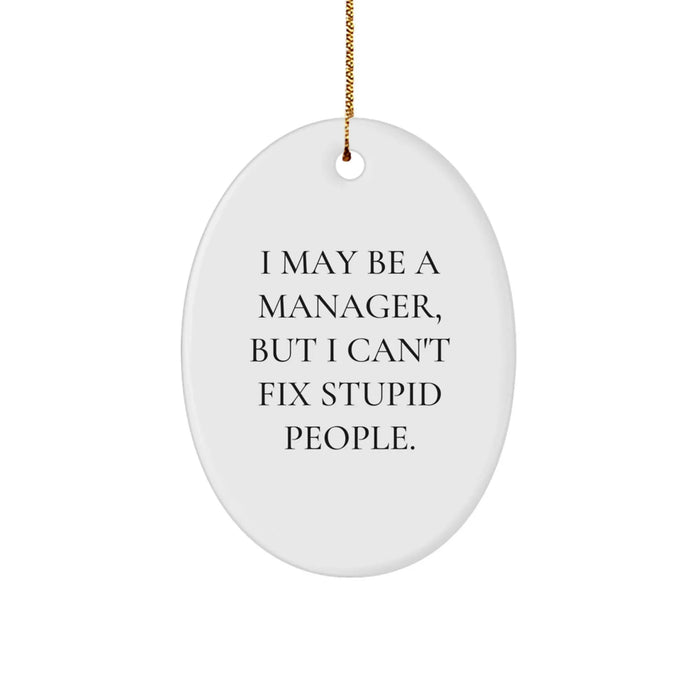 Funny Manger Gifts for Men Oval Ornament I May Be A Manager But I Cant Fix Stupid People Christmas Unique Gifts from Friends - Image 1