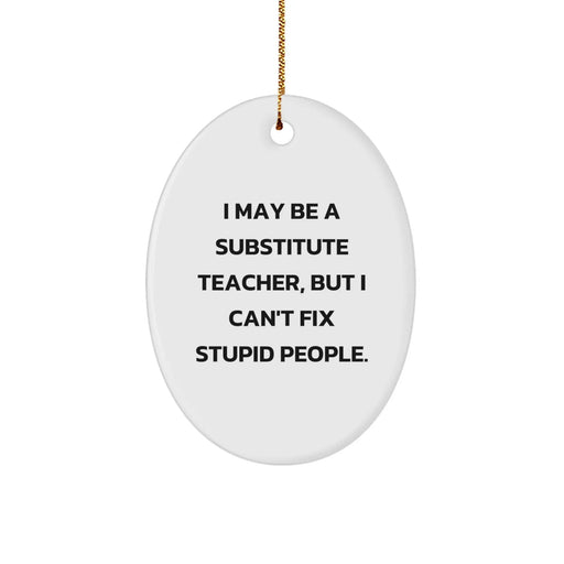 Funny Substitute Teacher Gifts for Christmas - 'I May Be A Substitute Teacher' Oval Ornament, Gifts from Friends to Coworkers, Family, and More - Image 1