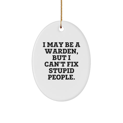 Warden Oval Ornament Funny Quote Gifts from Men to Warden Friends at Christmas Unique Ornaments - Image 1