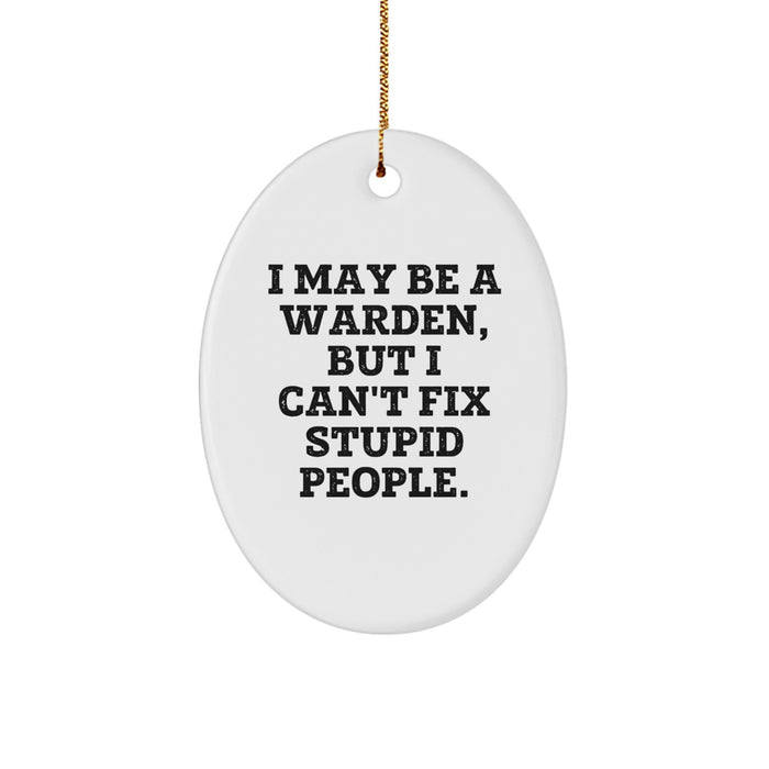 Warden Oval Ornament Funny Quote Gifts from Men to Warden Friends at Christmas Unique Ornaments - Image 1